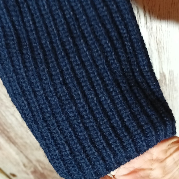 Italy Brunella Gori wool blend fisherman knit men's navy cardigan M - Picture 5 of 11